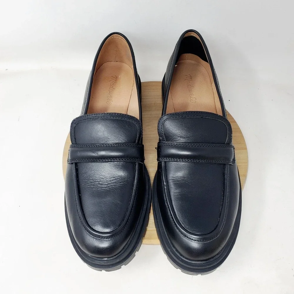 Madewell Chunky Loafer Womens 11 Bradley Black‎ Leather Platform Lug Sole Shoes